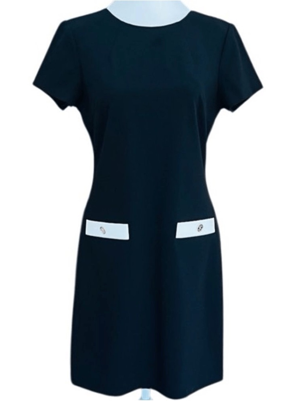 Tommy Hilfiger Navy Shift Dress with White Pocket Accents